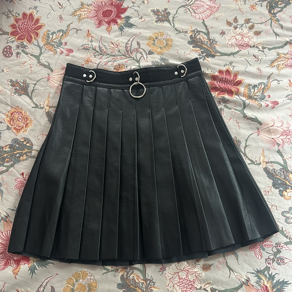 SOLD Dolls Kill Brand Current Mood Black Pleated Faux Leather High Waisted